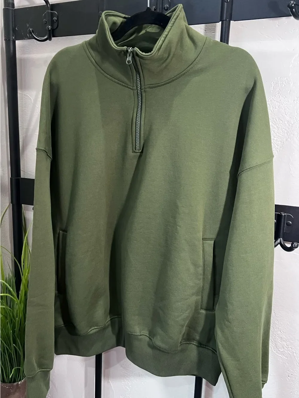 Zara Men’s Green Half-Zip Pullover Sweater Size Large